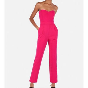 Express Hot Pink Strapless Sweetheart Neckline Jumpsuit Size 2